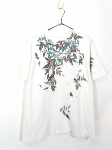 古着 90s USA製 葉っぱ ボタニカル アート Tシャツ L 古着