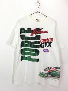 古着 90s 「John Force」 巻き プリント レーシング Tシャツ XL 古着