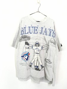 古着 90s MLB Toronto Blue Jays ブルージェイズ 人体図 Tシャツ XL 古着