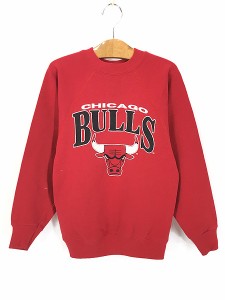 キッズ 古着 80s USA製 NBA Chicago Bulls ブルズ プリント スウェット トレーナー M 10-12歳位 古着