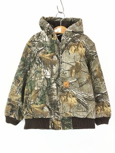 キッズ 古着 Carhartt リアルツリー カモ 迷彩 ダック ワーク アクティブ パーカー M 10-12歳位 古着