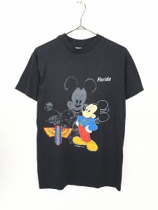 レディース 古着 90s USA製 Disney ミッキー フロリダ バイカースタイル プリント Tシャツ M 古着