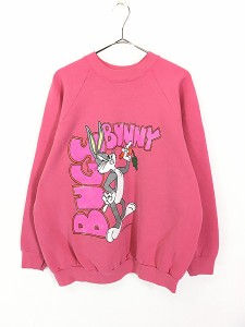 レディース 古着 90s USA製 LOONEY TUNES バックスバニー BIG プリント スウェット トレーナー XL 古着