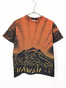 レディース 古着 90s USA製 火山 噴火 オールオーバー グラフィック アート Tシャツ XL 古着