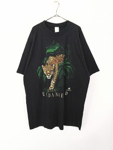 レディース 古着 80s 豹 ヒョウ アニマル 「絶滅危惧種」 BIG プリント Tシャツ ワンピース ひざ丈 XL位 古着