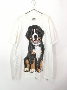 レディース 古着 90s USA製 犬 ロットワイラー アニマル BIG プリント Tシャツ ワンピース ひざ丈 XL位 古着