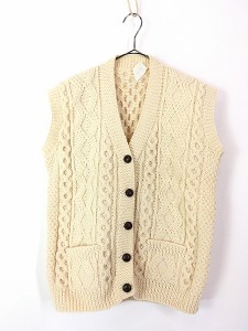 レディース 古着 80s TOWER HANDKNITS アラン ウール ニット ベスト L位 古着