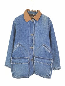 レディース 古着 WoolRich フリース ライナー 襟レザー デニム ハンティング ジャケット M 古着