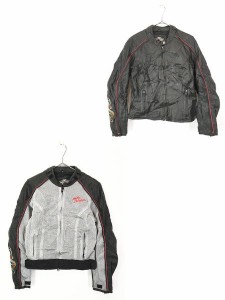 レディース 古着 00s Harley Davidson 2way 本革 レザー×メッシュ 花 バラ 刺しゅう ライダース ジャケット L位 古着