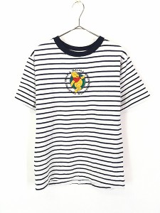 レディース 古着 90s Disney Pooh くまのプーさん 刺しゅう ボーダー Ｔシャツ M位 古着