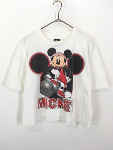 レディース 古着 90s USA製 Disney ミッキー トレーニング ダンベル キャラクター クロップド Tシャツ L位 古着