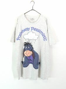 レディース 古着 90s USA製 Disney Pooh イーヨー 「Positively Pessimistic」 Tシャツ ワンピース ミニ丈 XL位 古着