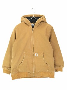 レディース 古着 Carhartt 防寒 パデット コットン ダック アクティブ パーカー 茶 L 古着