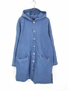 レディース 古着 DENIM&Co. ブルー デニム フーデッド コート パーカー L 古着