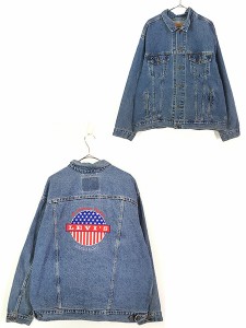 古着 90s USA製 Levi's 70507-0389 「LEVI'S」 星条旗 刺しゅう ビッグシルエット デニム ジャケット Gジャン XL