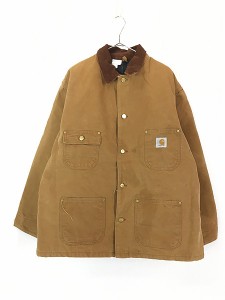 古着 80s Carhartt 裏地 ブランケット ブラウン ダック ミシガンチョア カバーオール ジャケット 50 古着