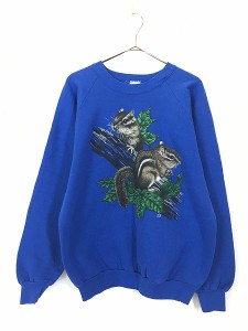 古着 80s USA製 シマリス アニマル スウェット トレーナー XL 古着