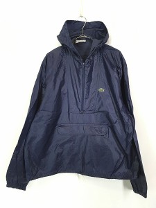 古着 80s IZOD LACOSTE ワニ パッチ 光沢 ナイロン ハーフジップ ジャケット パーカー M 古着