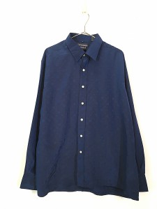 古着 70s GIVENCHY 同色 ロゴ 総柄 光沢 ポリエステル シャツ XL