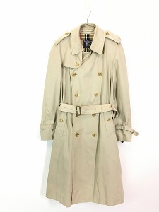 古着 80s 英国製 Burberry チェック ライナー 比翼 ステンカラー トレンチ コート 50R