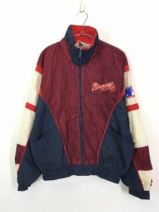 古着 90s MLB Atlanta Braves ブレーブス メッシュ クレイジー ナイロン ジャケット S 古着