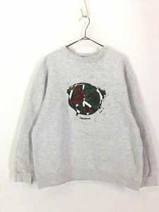 古着 90s USA製 Reebok 「Peace On Earth」 ピース マーク スウェット トレーナー XL 古着