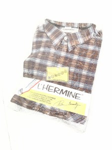 「Deadstock」 古着 90s フランス製 L'Hermine チェック ハーフボタン プルオーバー フランネル グランパ シャツ 39/40?A