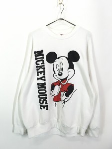 古着 90s USA製 Disney Mickey ミッキー 両面 スウェット トレーナー XL 古着