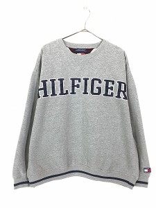 古着 90s TOMMY HILFIGER BIG ロゴ ナイロン パッチ スウェット トレーナー L 古着