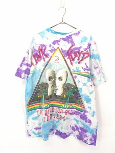 古着 90s Pink Floyd 「The Division Bell」 豪華 プログレ ロック バンド パキ綿 タイダイ Tシャツ XL