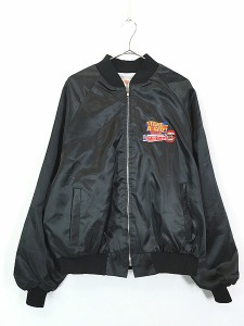 古着 80s USA製 King Louie 「3Musketeers」 チョコレートバー 光沢 サテン スタジャン ジャケット XL