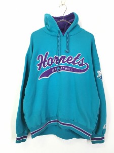 古着 NBA Charlotte Hornets ホーネッツ フェルト パッチ スウェット パーカー M 古着