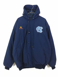 古着 90s USA製 North Carolina カレッジ 刺しゅう パデット ナイロン ジャケット パーカー L 古着