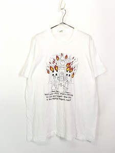 古着 80s Johnson City Hall 火事 予算削減 消防士 ポップ アート Tシャツ XL