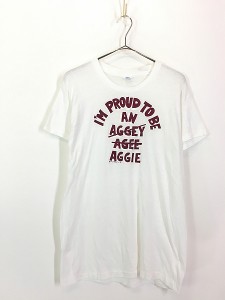 古着 70s Hanes 「AGGIE」 アイロン 5段 アーチ ヴィンテージ Tシャツ L