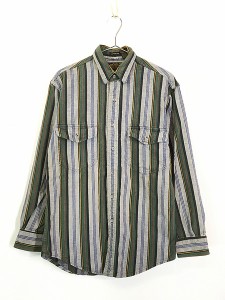 古着 80s USA製 Eddie Bauer 「McKinley Cloth」 マルチ ストライプ フランネル シャツ ネルシャツ S