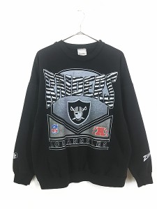 古着 90s Canada製 ZUBAZ NFL Las Vegas Raiders レイダース スウェット トレーナー M位 古着