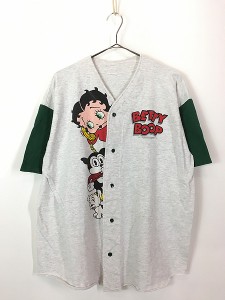 古着 90s BETTY BOOP ベティ ブープ 半袖 ベースボール シャツ L位 古着