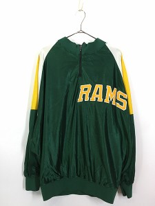 古着 80s RAMS ショート ジップ ドルマン 光沢 ジャージ トップ XL 古着