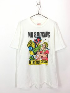 古着 90s USA製 Judge Dredd 「NO SMOKING」 アメリカン コミック ヒーロー アート Tシャツ L