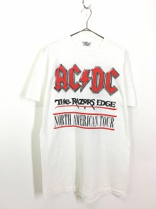 古着 90s USA製 AC/DC 「The Razors Edge」 ツアー ヘヴィ メタル ロック バンド Tシャツ L