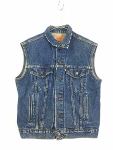 古着 80s USA製 Levi's 60510-0218 ハンド ポケット付 濃紺 デニム トラッカー ベスト Gジャン M