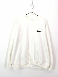 古着 90s USA製 NIKE スウォッシュ プリント 前V スウェット トレーナー M 古着