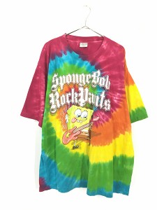 古着 90s-00s SPONGE BOB スポンジボブ ギター タイダイ Tシャツ XXL 古着