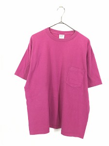 古着 90s USA製 GAP 無地 ソリッド 100%コットン ポケット Tシャツ ポケT ピンク L