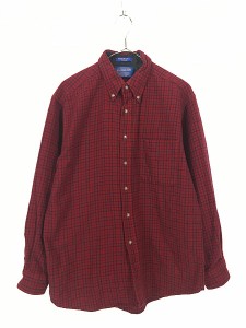 古着 90s USA製 Pendleton ペン チェック BD ウール シャツ L