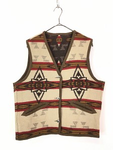 古着 90s Pendleton ネイティブ チマヨ リバーシブル ブランケット ウール ベスト L