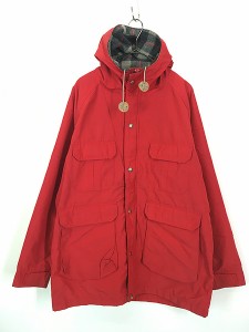 古着 80s USA製 WoolRich 60/40クロス チェック ウール ライナー マウンテン パーカー マウンパ 赤 L