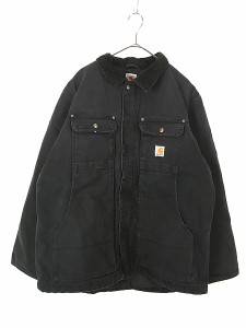 古着 Carhartt ブラック ダック パデット トラディショナル コート L 古着