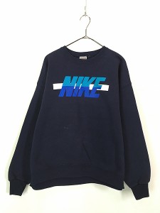 古着 90s USA製 NIKE バイカラー BIG ロゴ スウェット トレーナー XL 古着